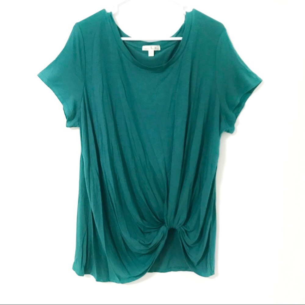 Nine Britton Plus Size Teal Knotted Top